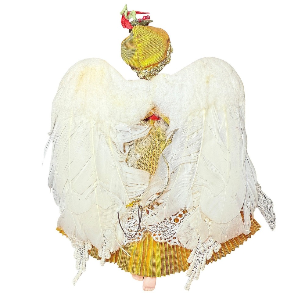 Vintage Kurt Adler Porcelain Angel Gold Pleated Christmas Decor Ornament 1987 - Picture 3 of 8